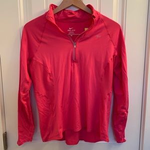 Nike pink Dri-Fit zip long sleeve top size large